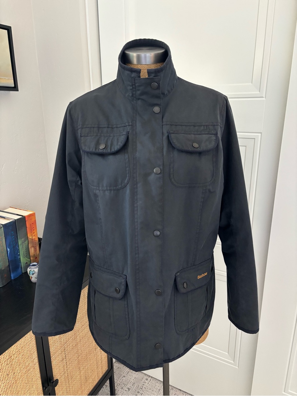 Barbour Women’s Waxed Cotton Navy/Black Casual Field Jacket